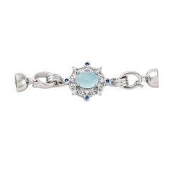 Платина Латунное микропейв, прозрачный кубический цирконий, складные застежки, без кадмия, без никеля и без свинца, с Lampwork, плоско-круглые, платина, 54 мм