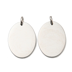 Нержавеющая Сталь Цвет Не тускнеет 304 штампованные пустые бирки из нержавеющей стали, с целью перехода в кольце, овальный шарм, цвет нержавеющей стали, 24.5x18x1.5 мм, отверстие : 4 мм