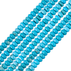 Бирюза 1 нити из натуральных бусин говлита, рондель, окрашенные, бирюзовые, 4x2 мм, отверстие : 0.8 мм, около 174 шт / нитка, 15.12 дюйм (38.4 см)