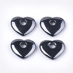 Non-magnetic Hematite Non-magnetic Synthetic Hematite Pendants, Heart, 29.5x30x8mm, Hole: 8mm