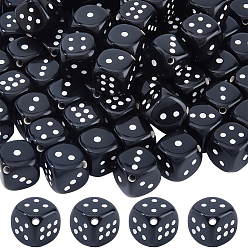 Black 80Pcs Opaque Acrylic Beads, Dice, Black, 12.5x12.5x12.5mm, Hole: 2mm