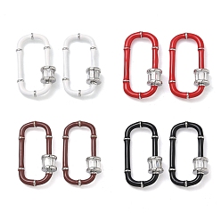 (52) Непрозрачная лаванда Овальный латунный микропаве прозрачный кубический цирконий фиксирующий карабин, с эмалью, долговечный, стойки покрытие, без свинца и без кадмия, платина, разноцветные, 29.5x17 мм