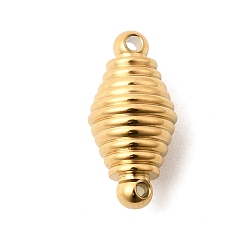 Настоящее золото 18K Магнитные застежки, нержавеющая сталь 304, ионное покрытие (ip), ребристый биконус, реальный 18 k позолоченный, 15x7.5 мм, отверстие : 1.2 мм