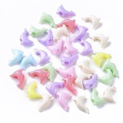 (52) Непрозрачная лаванда Непрозрачный полистирол (пс) пластиковые европейские бусы, бусины с большим отверстием, дельфин, разноцветные, 10x13x5.5 мм, Отверстие : 4 мм , около 2000 шт / 500 г