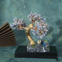 Синий Авантюрин Окрашенные и нагретые натуральные синие авантюриновые чипсы для украшения елки, с латунной проволокой, обернутой украшением фэн-шуй на удачу, 145x80 мм