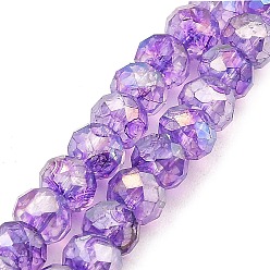 Средний Фиолетовый Нити стеклянных бусин с имитацией нефрита, окрашенные распылением, с покрытием AB цвета, граненые, круглые, средне фиолетовый, 6x5 мм, отверстие : 1.2 мм, около 90 шт / нитка, 17.72'' (45 см)