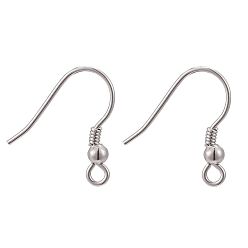 Платина Антикоррозийное покрытие родием 925 серьги крючки из стерлингового серебра, с печатью 925, платина, 14.5x15x2.5 мм, отверстие : 1.2 мм, 21 датчик, штифты : 0.7 мм