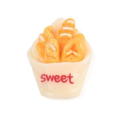 Food Непрозрачные кабошоны из смолы, имитация еды, багет, 22x18x10.5 мм