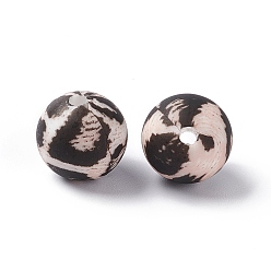 Розовый Силиконовые бусины, круглый с леопардовым рисунком, туманная роза, 12 мм, отверстие : 2 мм