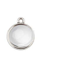 Antique Silver Pendant Making Sets, with Alloy Pendant Cabochon Settings(Double-sided Tray) and Glass Cabochons, Flat Round, Antique Silver, Tray: 12mm, 18x15x3mm, Hole: 1mm, 11.5~12x4mm