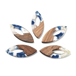 Белый Подвески из смолы и ореха, лошадиный глаз , белые, 38x15.5x3 мм, отверстие : 2 мм, внутренний диаметр: 16 мм