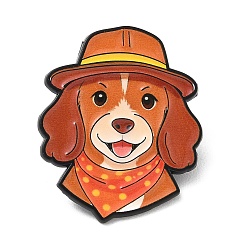 Chocolate Cocker Spaniel in Explorer Hat  Alloy Enamel Pins, Black Lapel Pin Backs for Backpack Clothes, Chocolate, 32x26.5mm
