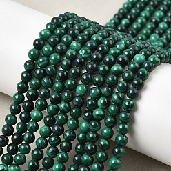 Малахит Природного малахита бисер нитей, круглые, 4~4.5 мм, отверстие : 0.7 мм, около 97 шт / нитка, 15.35'' (39 см)