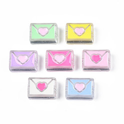 (52) Непрозрачная лаванда Прозрачные акриловые бусины, с эмалью, конверт, разноцветные, 22x16x9 мм, отверстие : 3 мм