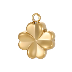 Настоящее золото 14K 304 прелести нержавеющей стали, клевер, ионное покрытие (ip), реальный 14 k позолоченный, 12x10 мм