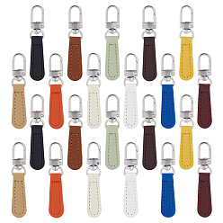 Mixed Color 22Pcs 11 Styles PU Leather Zipper Pull Tabs, Mixed Color, 67~70mm, 2pcs/style