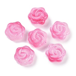 Ярко-Розовый Прозрачная аэрозольная краска стеклянные шарики, роза, ярко-розовый, 15x15x8 мм, отверстие : 1.2 мм
