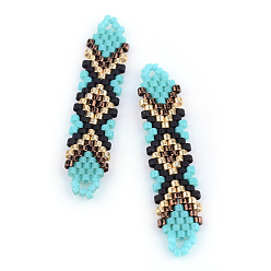 Черный Миюки и тохо японский бисер, Ссылки ручной работы, Ткацкий станок, чёрные, 41~41.5x9x2 мм, отверстие : 1 мм