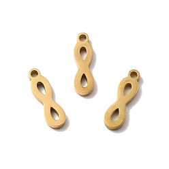 Золотой 304 подвески из нержавеющей стали, брелок с символом бесконечности, ионное покрытие (ip), лазерная резка, золотые, 14x4x1.5 мм, отверстие : 1.4 мм