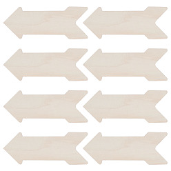 Beige 4 Piezas de adornos de madera sin acabado para el hogar, Forma de flecha, crema, 400x4.5x150 mm
