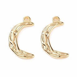 Золотой Вакуумное покрытие pvd 304 подвески из нержавеющей стали, , луна, золотые, 21x12x2.5 мм, отверстие : 1 мм