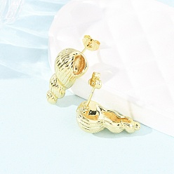 Золотой Латунные серьги-гвоздики в виде раковины, без кадмия и без свинца, стойки покрытие, долговечный, золотые, 19.5x10 мм
