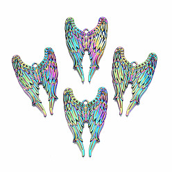 Rainbow Color Сплав большие подвески горный хрусталь настройки, без кадмия, без никеля и без свинца, Радуга цветов, крыло, 54x33x4 мм, отверстие : 2.5 мм, пригодный для стразов 1.4 мм