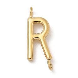 Letter R 304 подвески-соединители из нержавеющей стали, реальный 14 k позолоченный, Буква R, 12x4.5x2 мм, отверстие : 1.2 мм