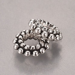 Античное Серебро Сплавочные овальные бусины тибетского стиля , без кадмия и без свинца, пончик, античное серебро, 8x3 мм, Отверстие : 3 мм , около 2530 шт / 1000 г