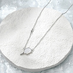 Платина Латунные ожерелья с подвеской в виде ракетки из натуральной белой ракушки, платина, 20.31 дюйм (51.6 см)