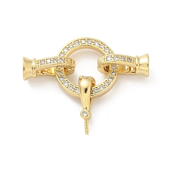 Золотой Латунное микропейв, прозрачный кубический цирконий, складные застежки, без кадмия, без никеля и без свинца, плоско-круглые, золотые, 33 мм