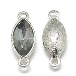 Серый Соединители звеньев сплава стекла, граненые, лошадиный глаз , платина, серые, 23x9x5 мм, отверстие : 1.5 мм