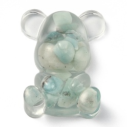 Flower Amazonite Украшения дисплей смолы, с крошкой натурального цветка амазонита внутри, медведь, 53.5~53.8x41~41.5x17.5~21 мм