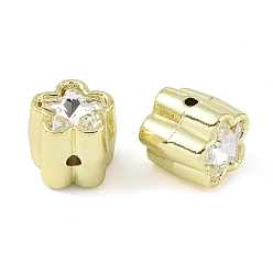 Clear Alloy Beads, with Rhinestone, Flower, Golden, Clear, 10.5x10.5x12mm, Hole: 1.4mm