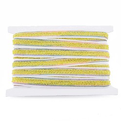 Yellow Nylon Ribbon, with Glass Seed Beads, Yellow, 3/4 inch(19~20mm)