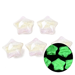 Белый Светящиеся прозрачные шарики из смолы, звезда, светится в темноте, с блеском порошок, белые, 20.5x23.5x16 мм, отверстие : 2 мм