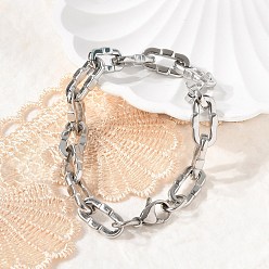 Нержавеющая Сталь Цвет 304 браслеты из нержавеющей стали с цепочкой для женщин, цвет нержавеющей стали, 8-1/2 дюйм (21.7 см)