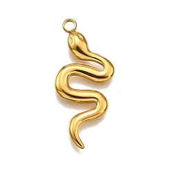 Настоящее золото 18K 304 подвески из нержавеющей стали, очарование змеи, реальный 18 k позолоченный, 26x11x2 мм, отверстие : 1.8 мм