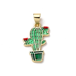 Золотой Латунь эмаль подвески, кактус, золотые, 20.5x13.5x1.5 мм, отверстие : 3.5x4 мм