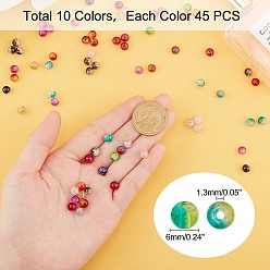 Mixed Color Round Transparent Crackle Glass Beads, Mixed Color, 6mm, Hole: 1.3mm, about 400~450pcs/box