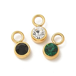 (52) Непрозрачная лаванда Ионное покрытие (ip) 304 нержавеющая сталь с подвесками из стразов, реальный 14 k позолоченный, плоский круглый шарм, разноцветные, 9x5x4 мм, отверстие : 2 мм