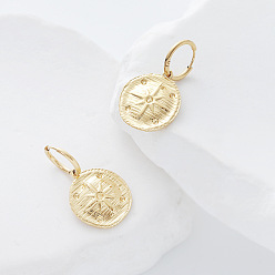 Золотой Серьги из 304 нержавеющей стали, овал со звездообразным узором, золотые, 21x18 мм