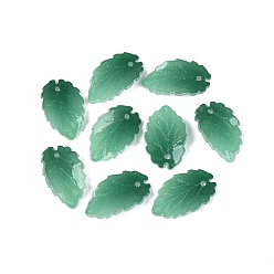 Medium Sea Green Heat Shrink Acrylic Pendants, Leaf Charms, Medium Sea Green, 21.5~22x12.5~13.5x1.5~3mm, Hole: 1.2~1.4mm