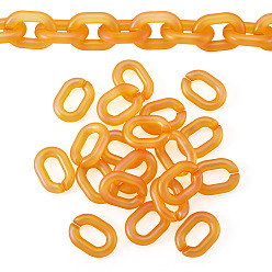 (932FM) Темно-синий аква-матовый с подкладкой 20шт. прозрачных акриловых быстроразъемных соединителей, ab color овальные ссылки, темно-золотистые, 19x14 мм