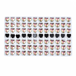 Flamingo Translucent K9 Glass Cabochons, Flat Back, Heart, Flamingo, 7.5x8x4mm, about 84pcs/bag