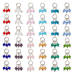 (52) Непрозрачная лаванда 48шт 12 цветное стекло, имитирующее австрийский хрусталь, биконические подвески из бисера, с шаровыми штифтами из платиновой латуни и железным прыгающим кольцом, разноцветные, 13x3 мм, отверстие : 4.2 мм, 4 шт / цвет