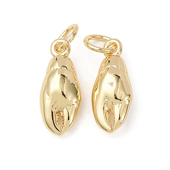 Настоящее золото 18K Латунные подвески, клешни краба, без кадмия и без свинца, стойки покрытие, долговечный, с целью перехода в кольце, реальный 18 k позолоченный, 14x6x4 мм, отверстие : 3.2 мм