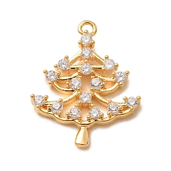 Golden Brass Rhinestone Pendants, Christmas Tree Charms, Golden, 17x14x2mm, Hole: 1mm