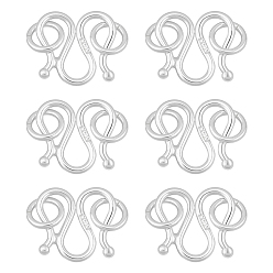 Серебро 925 стерлингового серебра S-крюк пряжки, с целью перехода в кольце, компоненты разъема для изготовления ювелирных изделий, серебряные, 9.5x10.5x1 мм, отверстие : 3.2 мм, 6 шт