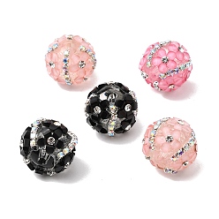 (52) Непрозрачная лаванда Непрозрачные акриловые бусины и бусины со стразами, круглая с цветком, разноцветные, 18x14 мм, отверстие : 2.5 мм